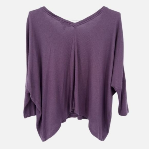 Victoria's Secret Purple Oversized Waffle Knit V-Neck V-Back Slouchy Crop Top S - Picture 10 of 11